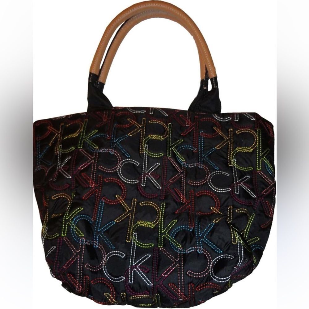 Calvin Klein Multi Color Embroidered Stitch Nylon Bag